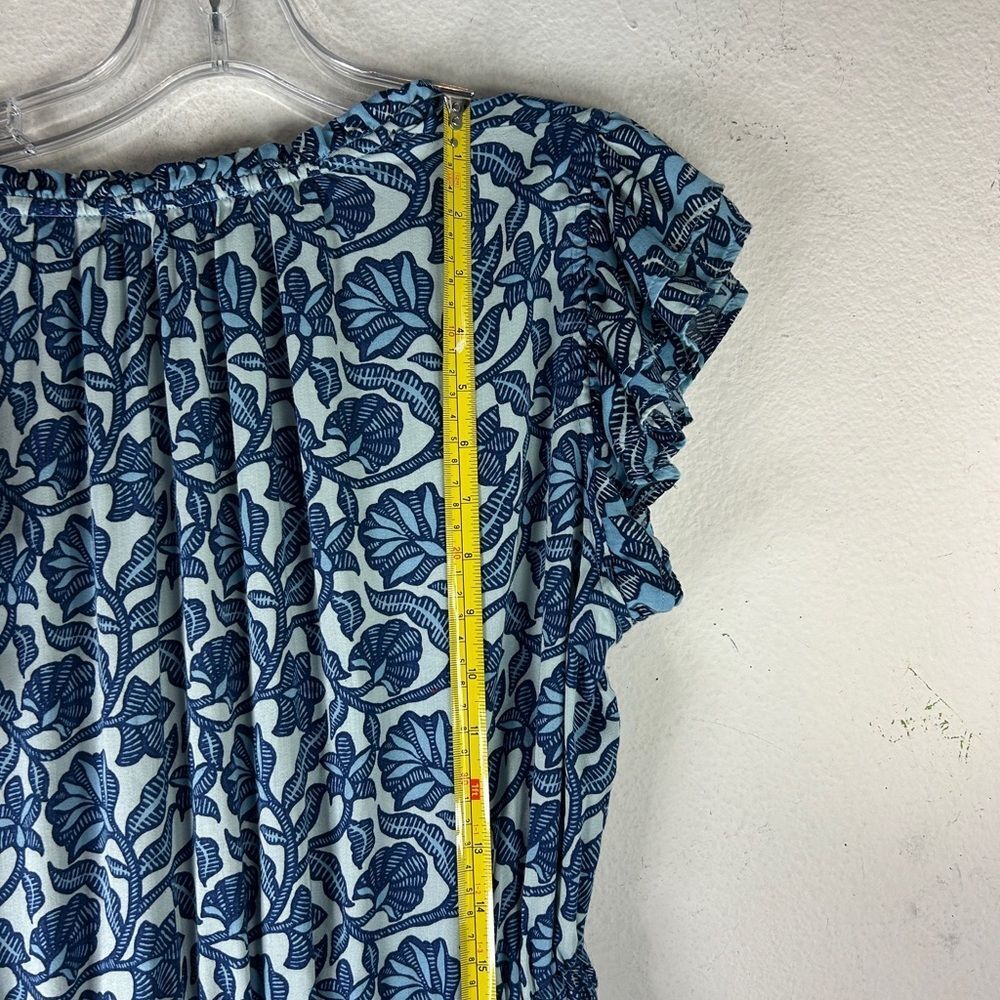 Omika ladies midi maxi dress large blue white peasant cottagecore corpcore day - Picture 12 of 16